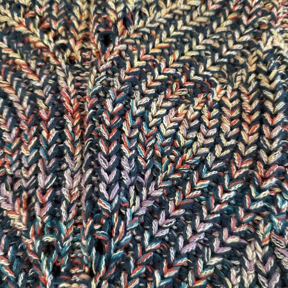 Anthropologie Chroma Chunky Knit Sweater XS Multicolor Rainbow Tinted V-Neck - Picture 6 of 12